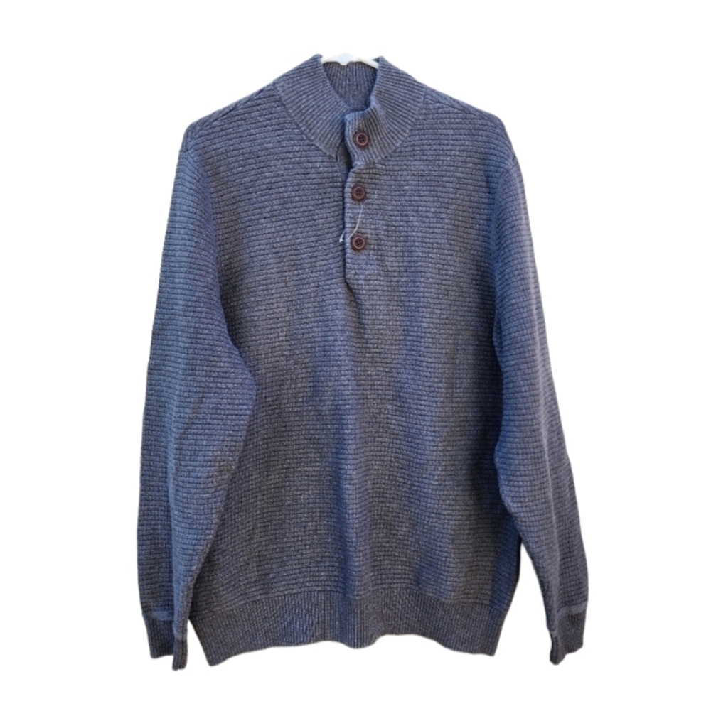 NWOT Men's G.H. Bass & Co. 1/3 Button Ribbed Neck & Cuffs Knit Sweater size XL